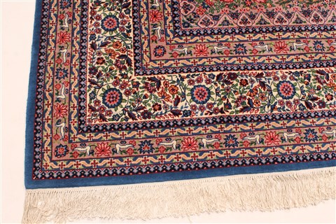 Kerman Blue Hand Knotted 100 X 140 Area Rug 255-30182 Image 5