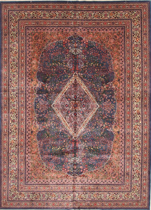 Kerman Blue Hand Knotted 100 X 140 Area Rug 255-30182 Image 0