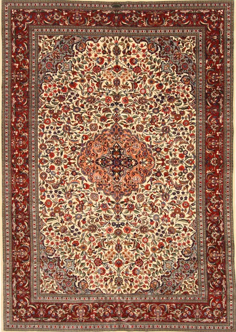 Tabriz Beige Hand Knotted 62 X 89 Area Rug 255-30196 Image 0