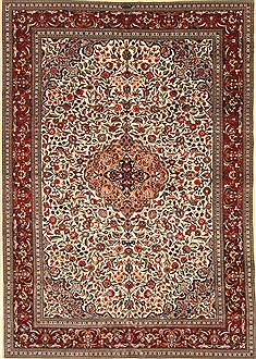 Tabriz Beige Hand Knotted 6'2" X 8'9"  Area Rug 255-30196