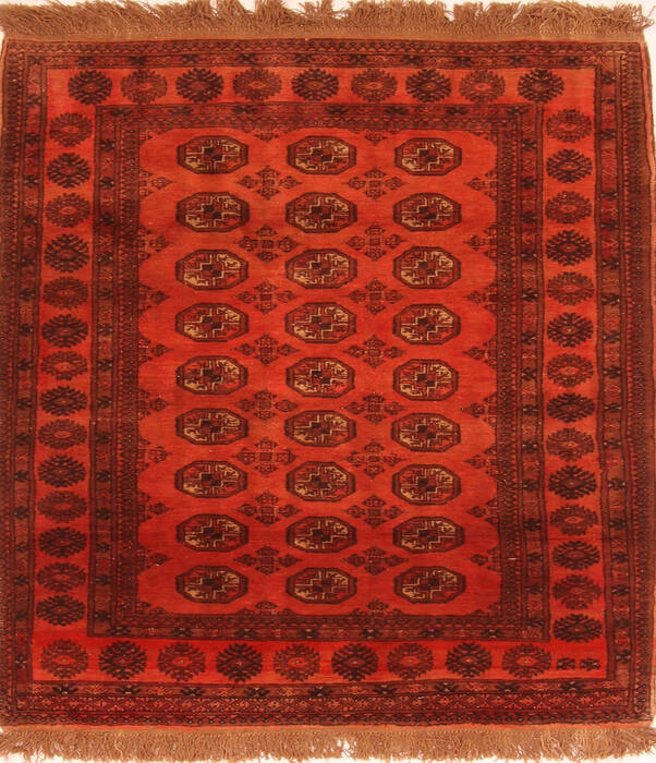 Bokhara Red Square Hand Knotted 37 X 43 Area Rug 100-30216 Image 0