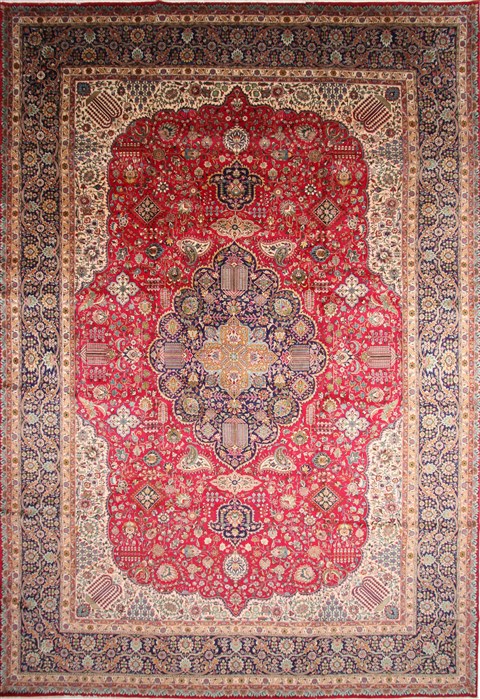 Tabriz Blue Hand Knotted 132 X 190 Area Rug 254-30230 Image 0