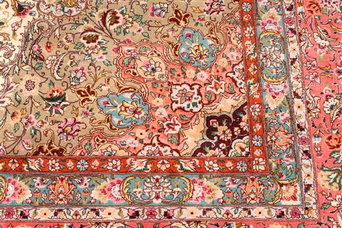 Tabriz Beige Square Hand Knotted 130 X 138 Area Rug 254-30232 Image 4