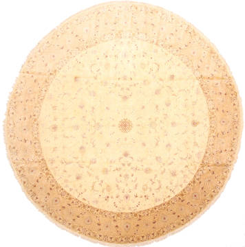 Persian Tabriz Beige Round 9 ft and Larger Wool Carpet 30233