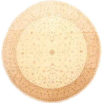 Tabriz Beige Round Hand Knotted 13'1" X 13'1"  Area Rug 254-30233