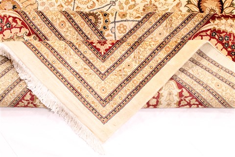 Tabriz Beige Hand Knotted 143 X 210 Area Rug 254-30240 Image 9