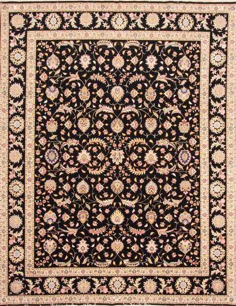 Tabriz Beige Hand Knotted 83 X 105 Area Rug 254-30262 Image 0