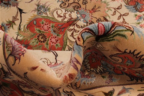 Tabriz Beige Hand Knotted 82 X 116 Area Rug 254-30264 Image 5