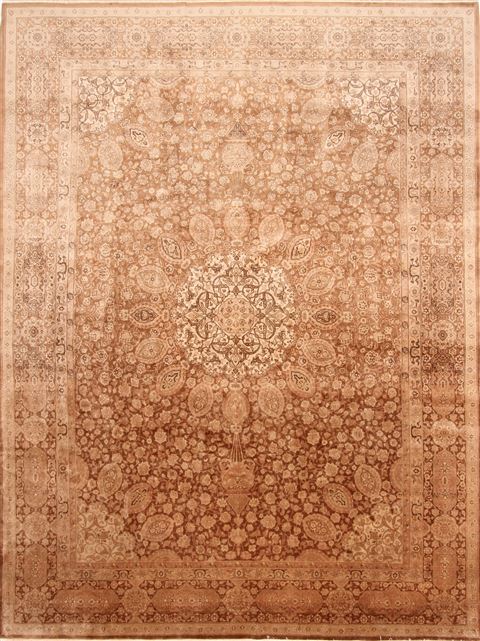 Tabriz Beige Hand Knotted 97 X 129 Area Rug 254-30271 Image 0