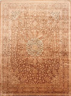 Persian Tabriz Beige Rectangle 10x13 ft Wool Carpet 30271