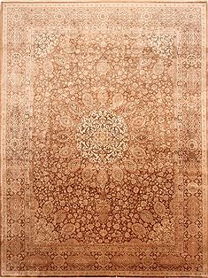 Persian Tabriz Beige Rectangle 10x13 ft Wool Carpet 30271