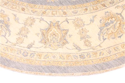 Pishavar Beige Round Hand Knotted 100 X 100 Area Rug 254-30274 Image 1