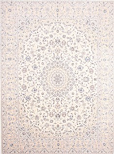 Persian Nain Blue Rectangle 10x13 ft Wool Carpet 30281