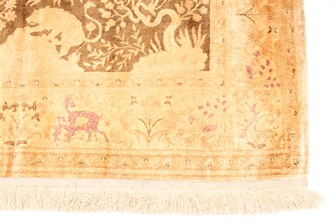 Qum Beige Hand Knotted 46 X 66 Area Rug 254-30282 Image 1