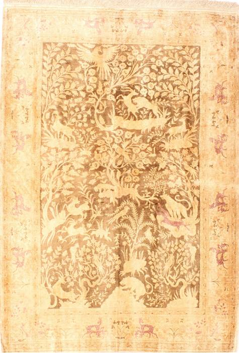 Qum Beige Hand Knotted 46 X 66 Area Rug 254-30282 Image 0
