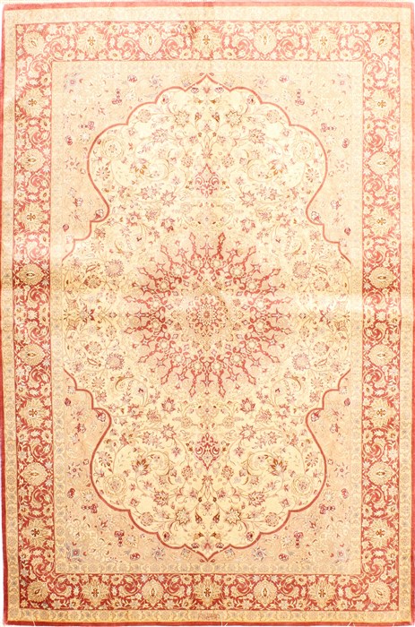 Qum Red Hand Knotted 45 X 67 Area Rug 254-30285 Image 0