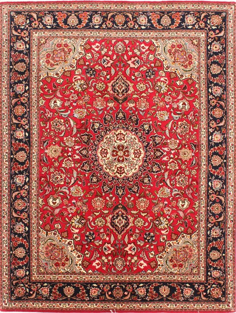 Tabriz Beige Hand Knotted 51 X 69 Area Rug 254-30286 Image 0
