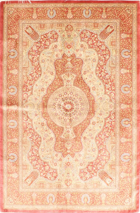 Qum Purple Hand Knotted 47 X 69 Area Rug 254-30287 Image 0