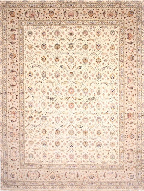 Tabriz Beige Hand Knotted 130 X 168 Area Rug 254-30295 Image 0