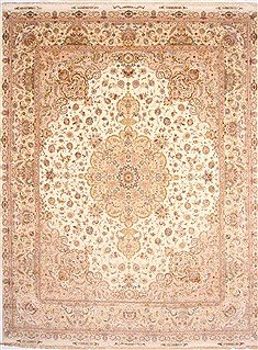 Tabriz Beige Hand Knotted 13'1" X 16'5"  Area Rug 254-30299