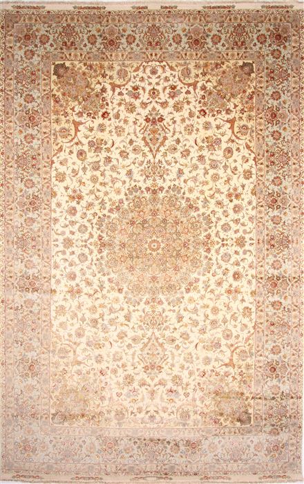 Tabriz Beige Hand Knotted 131 X 198 Area Rug 254-30301 Image 0