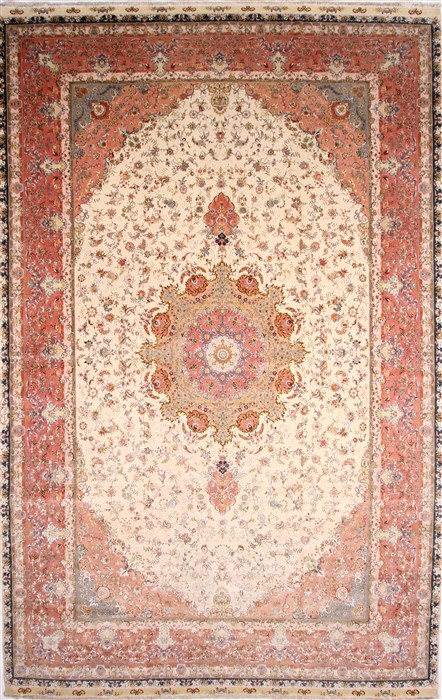 Tabriz Beige Hand Knotted 130 X 200 Area Rug 254-30302 Image 0
