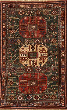 Kazak Green Hand Knotted 6'5" X 10'0"  Area Rug 255-30319