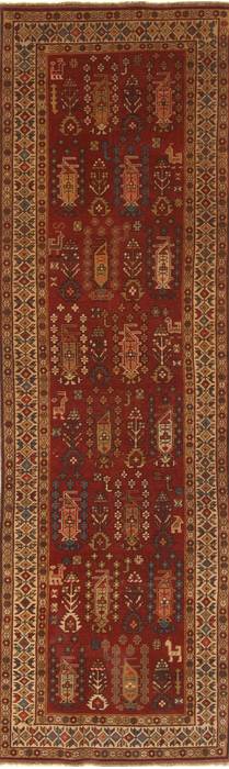 Kazak Red Runner Hand Knotted 31 X 104 Area Rug 255-30321 Image 0