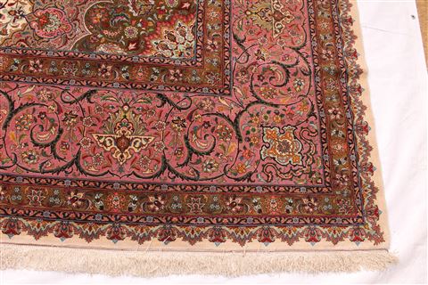 Tabriz Beige Hand Knotted 129 X 177 Area Rug 254-30328 Image 1