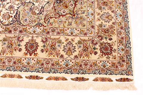 Tabriz Beige Hand Knotted 82 X 116 Area Rug 254-30333 Image 1