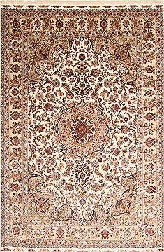 Persian Tabriz Beige Rectangle 8x11 ft Wool Carpet 30333