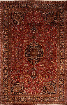 Persian Mashad Red Rectangle 10x14 ft Wool Carpet 30369