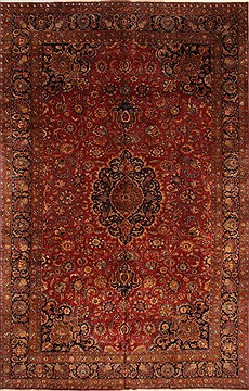 Mashad Red Hand Knotted 9'10" X 15'3"  Area Rug 250-30369