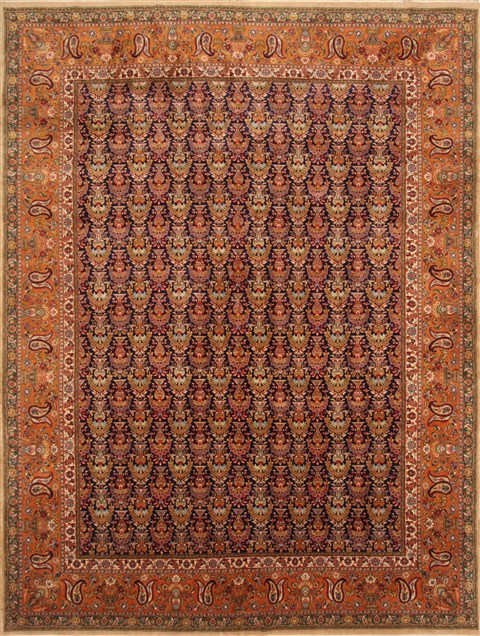 Tabriz Green Hand Knotted 99 X 132 Area Rug 255-30377 Image 0
