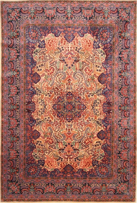 Kerman Blue Hand Knotted 62 X 92 Area Rug 255-30382 Image 0