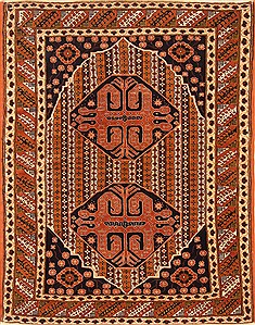 Persian Ghoochan Blue Rectangle 4x6 ft Wool Carpet 30389