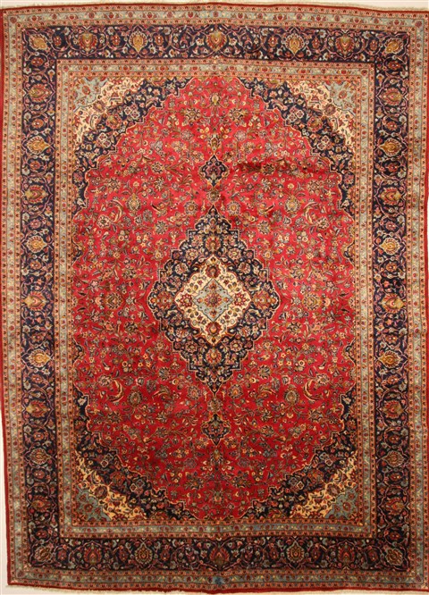 Kashan Red Hand Knotted 114 X 156  Area Rug 250-30390 Image 0