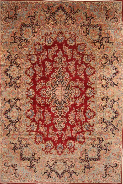 Kerman Red Hand Knotted 112 X 168 Area Rug 250-30391 Image 0