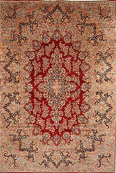Persian Kerman Red Rectangle 11x16 ft Wool Carpet 30391