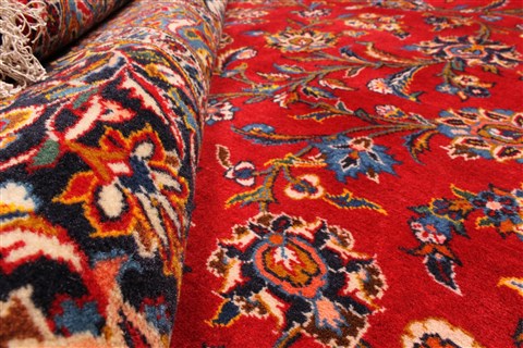 Kashan Red Hand Knotted 131 X 162  Area Rug 250-30393 Image 1