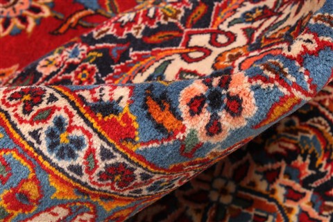 Kashan Red Hand Knotted 131 X 162  Area Rug 250-30393 Image 4