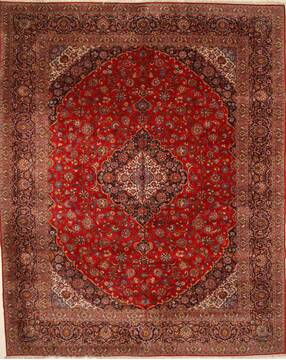 Kashan Red Hand Knotted 13'1" X 16'2"  Area Rug 250-30393