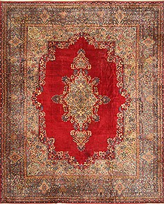 Kerman Red Hand Knotted 12'9" X 15'10"  Area Rug 250-30397