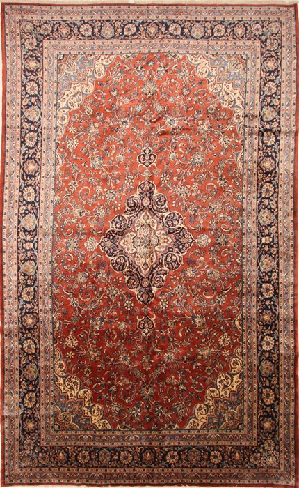 Kashan Red Hand Knotted 102 X 1610 Area Rug 250-30405 Image 0