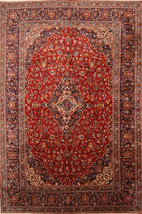 Kashan Red Hand Knotted 111 X 166 Area Rug 250-30408 Image 0