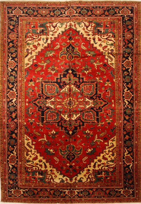 Heriz Beige Hand Knotted 116 X 166 Area Rug 250-30410 Image 0