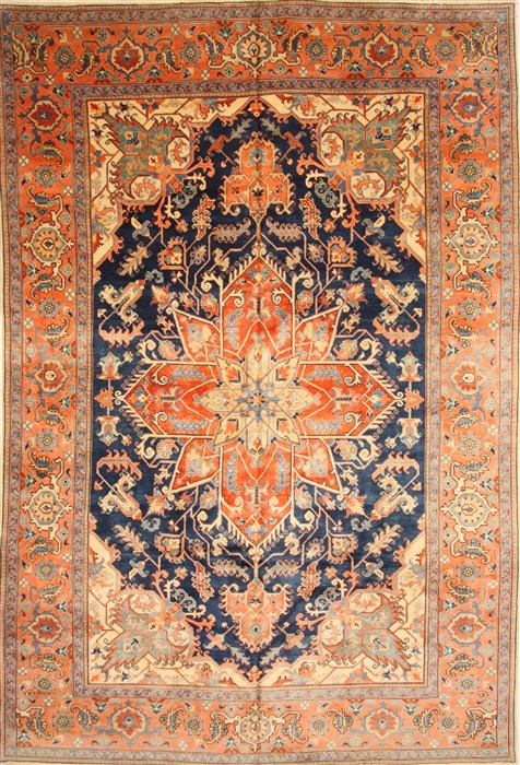 Heriz Blue Hand Knotted 110 X 165 Area Rug 250-30414 Image 0