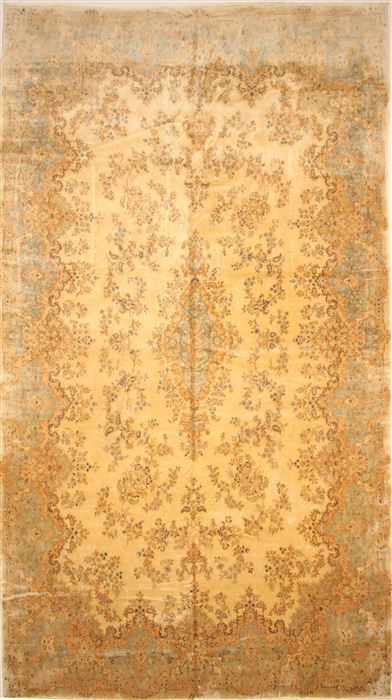 Kerman Beige Hand Knotted 114 X 203  Area Rug 250-30423 Image 0