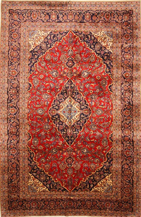 Kashan Red Hand Knotted 910 X 151  Area Rug 250-30425 Image 0