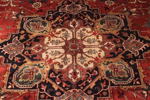 Agra Red Hand Knotted 121 X 151 Area Rug 250-30429 Image 13